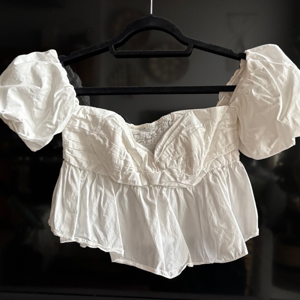 zara cropped white summer off the shoulder